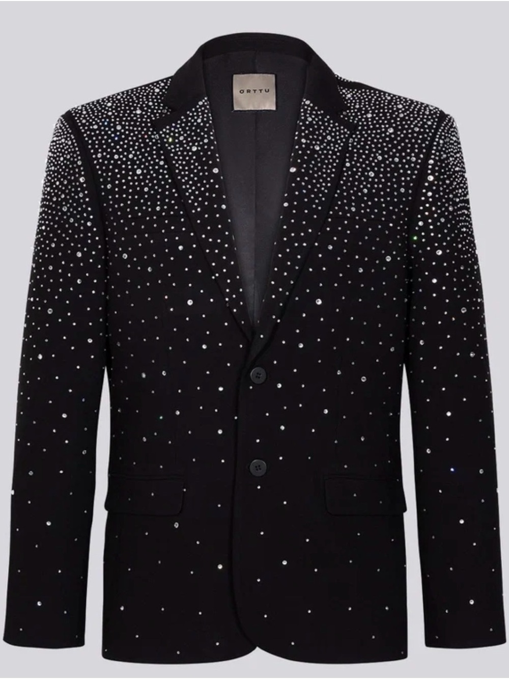 ORTTU Sparkling Black Rhinestone Blazer Jacket XS